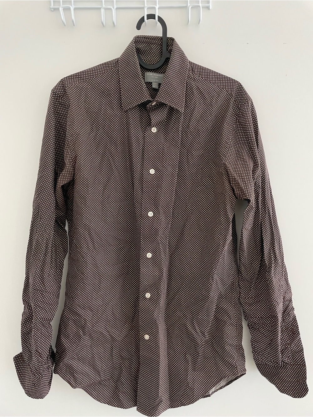 Club Monaco Long-Sleeve Dot Print Shirt (XS)